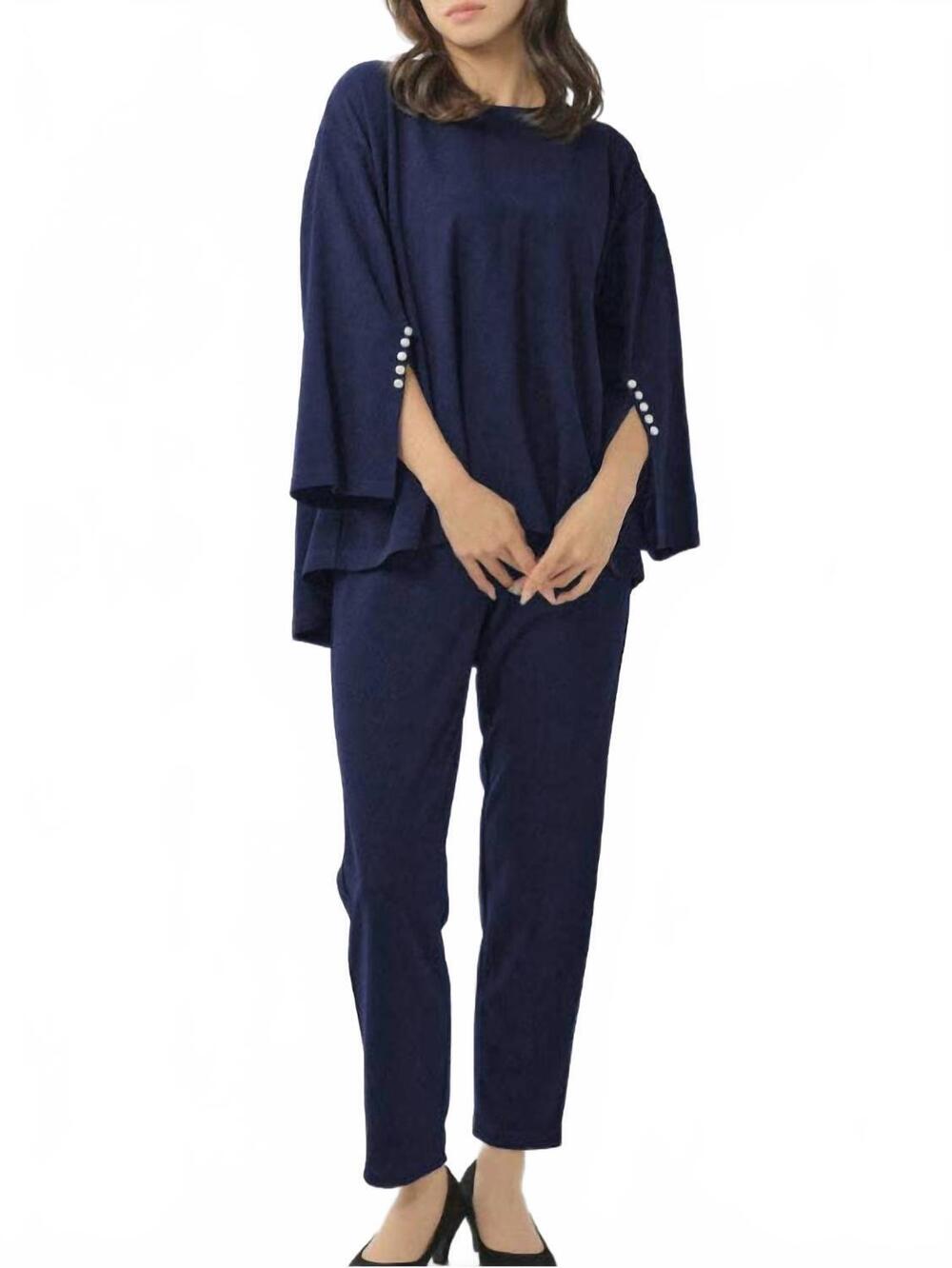 NEW VIVIDLUX batwing sleeves two pieces set in navy blue